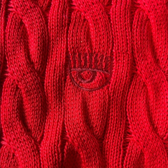 Chiara Ferragni Red Cable Knit Cropped Sweater - Picture 2 of 8